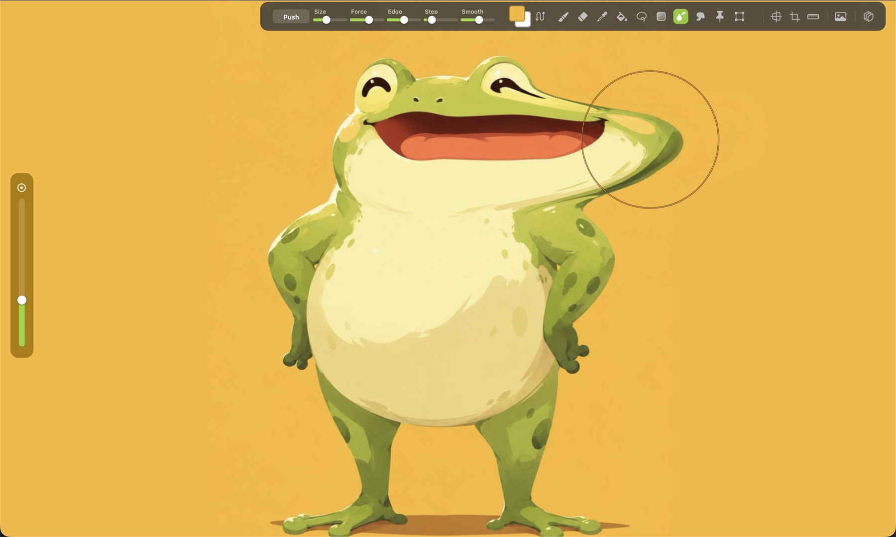 The Liquify tool reshaping an illustration in Paintform